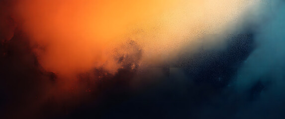 Obraz premium Dark grainy background orange blue gray black color gradient, glowing shape noise texture banner, poster cover header backdrop design