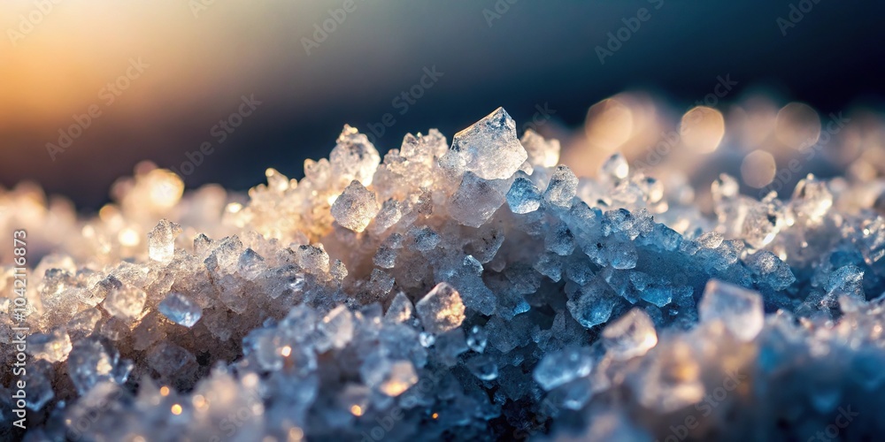 Poster crystalline structure of salt macro focus against gradient dark to light background intricate detail
