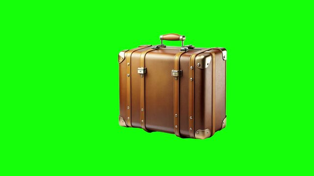 Suitcase with luggage green screen animation motion graphic with chroma key clip template 4k Background. Easy removed green screen. High resolution. Ultra High Definition, 4k video.