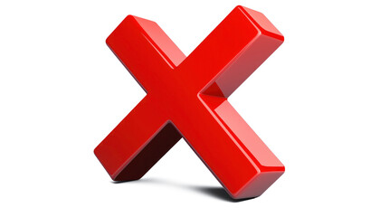 Obraz premium Red X symbol, sharp-edged, minimalistic, transparent background, smooth texture, transparent PNG, error icon