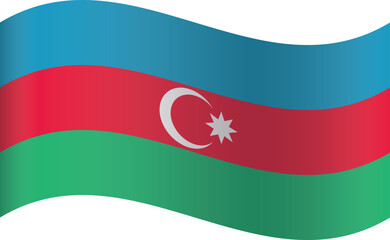 Waving shaped national flag of the European country of AZERBAIJAN