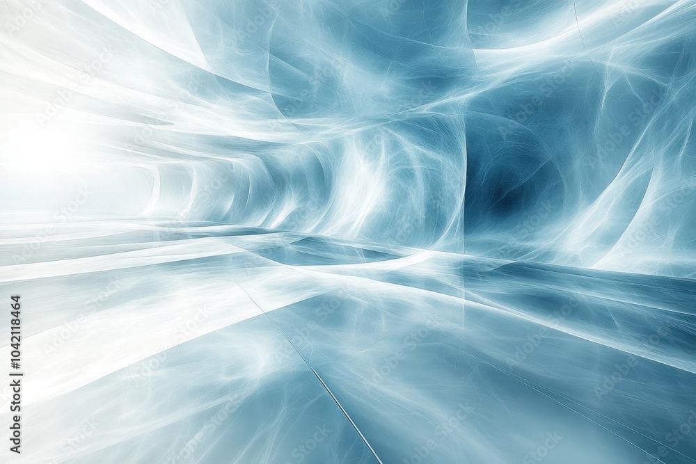 Poster abstract blue and white background with swirling shapes creating a calming atmosphere