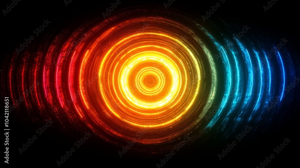Leinwandbilder concentric circles radiate outward in a burst of warm and cool colors, creating a captivating contra