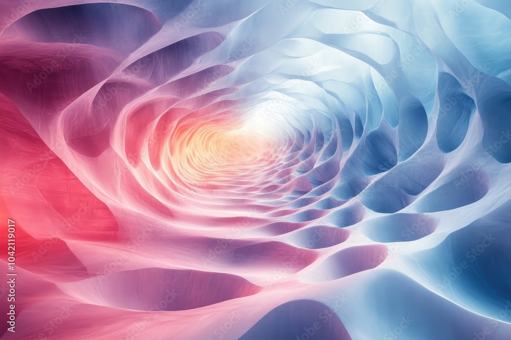 Poster a mesmerizing swirl of colors creating a dreamlike tunnel perspective in soft hues