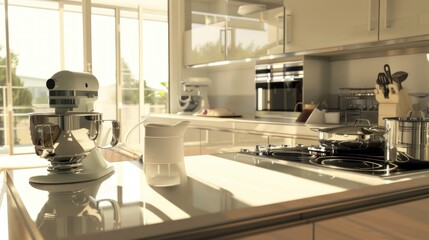 A kitchen with modern kitchen equipment