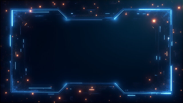 A futuristic border frame with glowing icons highlights digital expertise in virtual reality experiences.