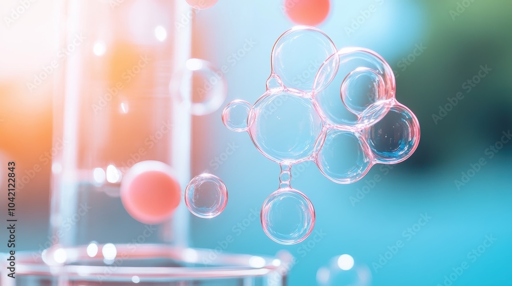 Poster a visual representation of a scientific experiment with soap bubbles, showcasing the results through