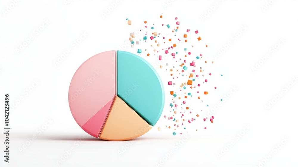 Poster a colorful pie chart with different segments representing data proportions, analyzing distribution.