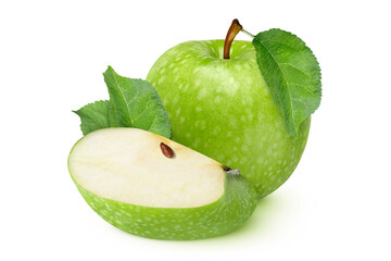Green apples on isolated white background.