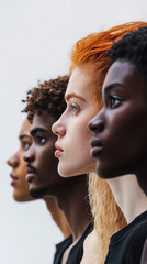 Multi-ethnic diversity and beauty. Group of different ethnicity against a background.
