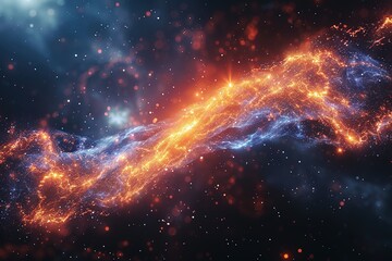 Fototapeta premium A long, colorful, glowing wave of light in space