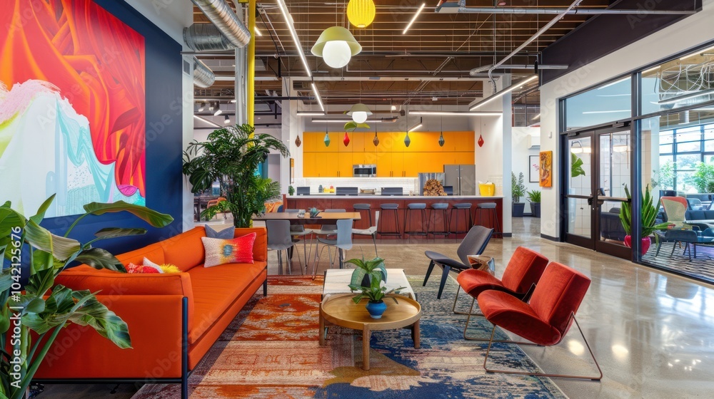 Poster Modern and Colorful Office Lounge