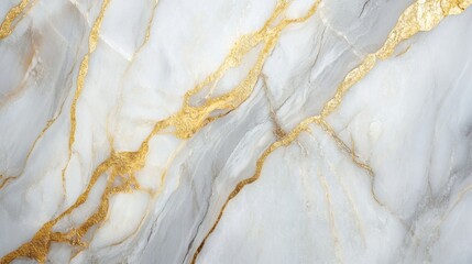 Fototapeta premium An abstract, luxurious marble background with gold veins running through soft shades of white and grey.