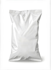 White plastic chips bag isolated background.