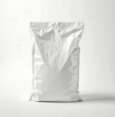 White plastic chips bag isolated background.