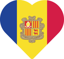 Heart shaped national flag of the European country of ANDORRA