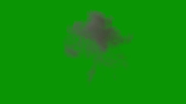 Video of a large explosion with fire and smoke, green screen for transparent background, three speeds including slow motion so you can adjust the speed, 30p