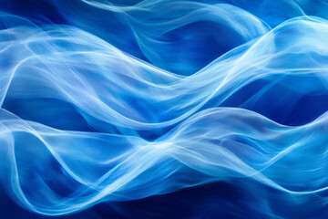 glowing blue wave of light gracefully flows through a dark background