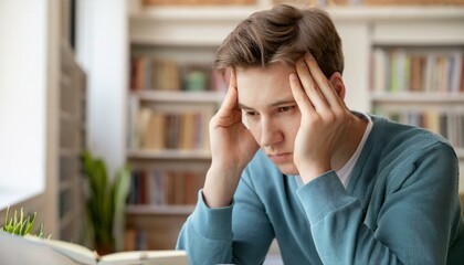 Sad College Student Frustrated With Studying