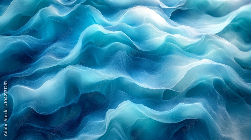 Poster Delicate layers of swirling blue create a serene and abstract representation of water. The gentle flow evokes tranquility and a sense of peacefulness.