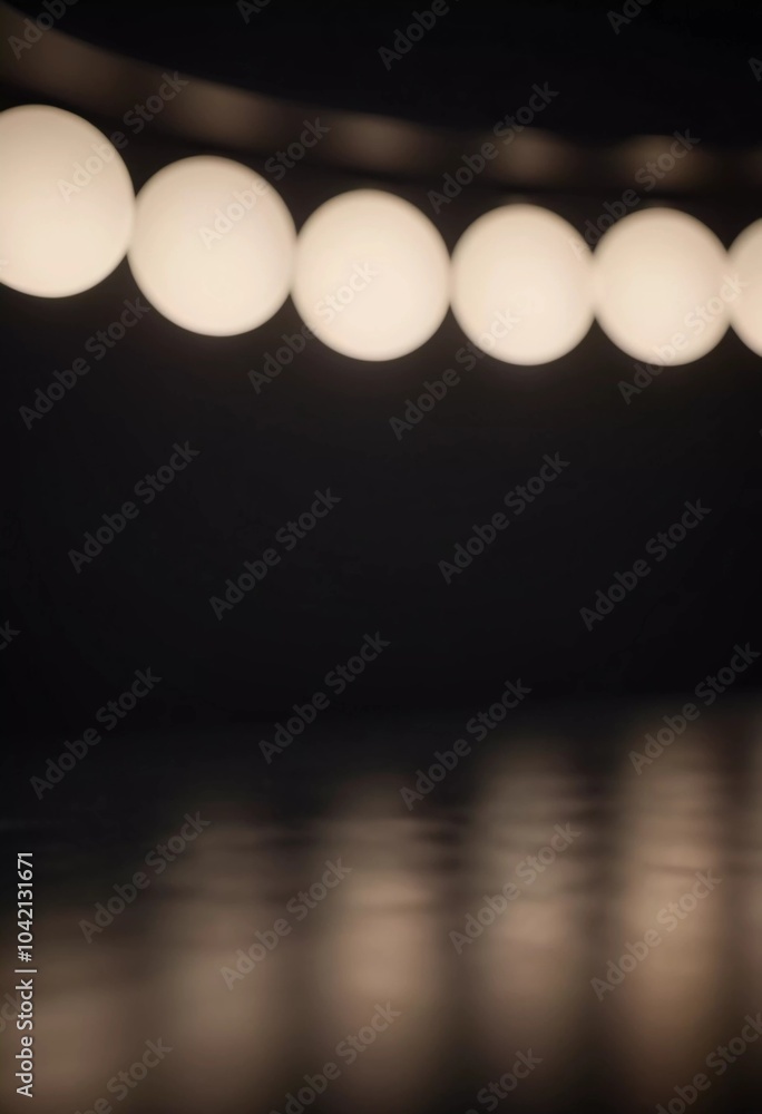 Poster composition features a sleek black background that serves as canvas for a series of soft, blurred li