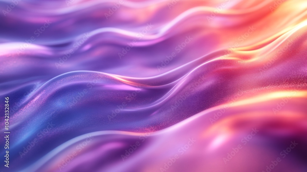 Poster The scene features wavy patterns in vivid purple and orange colors that blend seamlessly, showcasing a smooth, fluid texture that captures the light and creates depth.