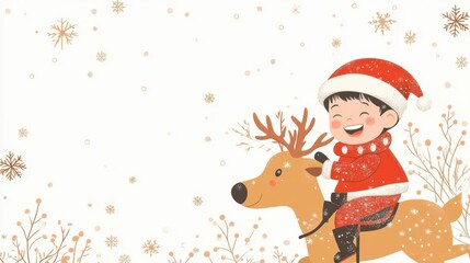 Naklejka premium Child with a cheeky grin in Santa gear