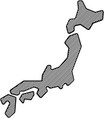 hatch line drawing of japan map.