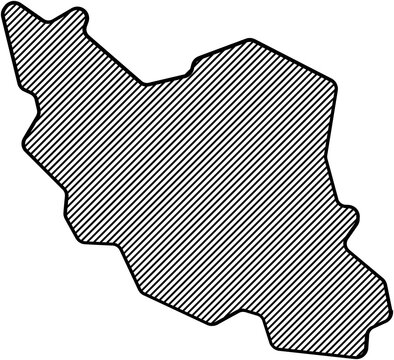 hatch line drawing of iran map.