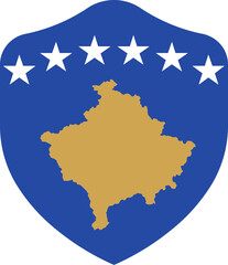 Kosovo Flag on Shield Shape