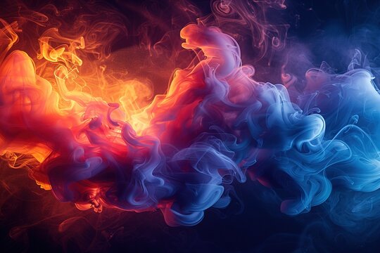 The image is of a colorful smoke trail with a blue and red flame - Powered by Adobe