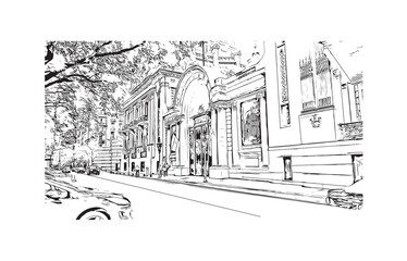 Building view with landmark of Buenos Aires Argentina. Hand drawn sketch illustration in vector.