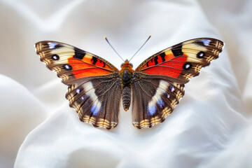 Butterfly with open wings showing colorful pattern