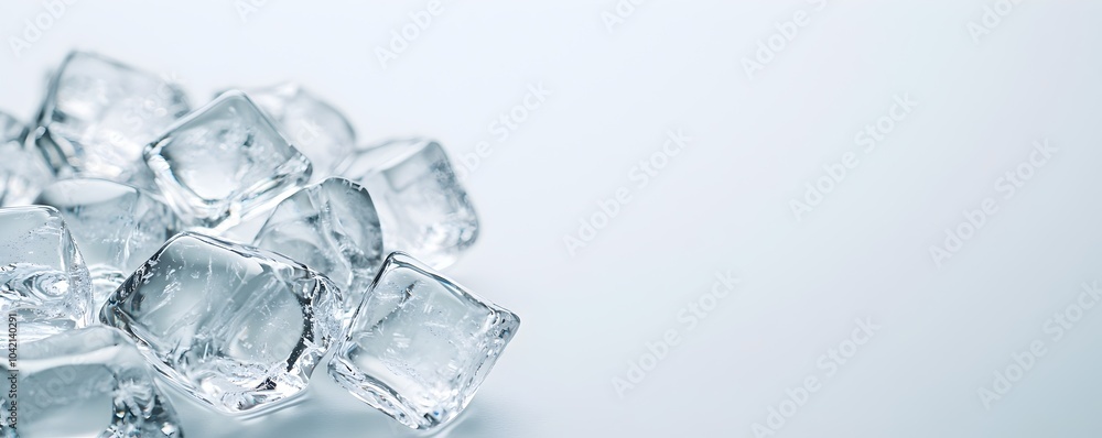 Poster elegant minimalist close-up of stacked ice cubes - abstract frozen crystal patterns for modern desig