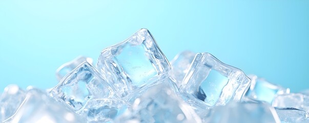 Obraz premium Elegant Stacked Ice Cubes - Minimalist Close-Up of Frozen Crystal Patterns in Abstract Design for Modern Aesthetics