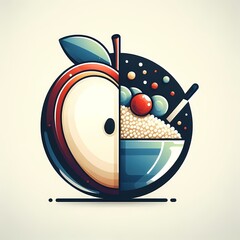 illustration of apple with healthy food