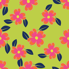 flower seamless pattern on green background