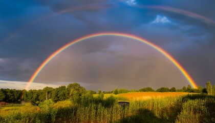비온 뒤 무지개가 뜬 하늘