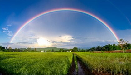 Naklejka premium 비온 뒤 무지개가 뜬 하늘