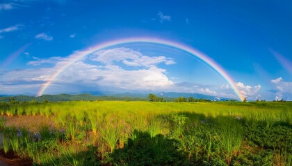 Naklejka premium 비온 뒤 무지개가 뜬 하늘