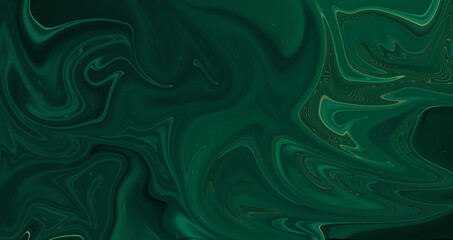 4K abstract dark green fluid background with golden line.