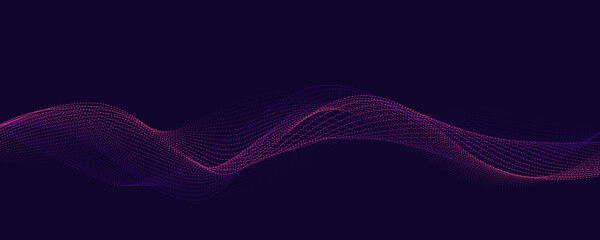 Abstract wave lines on dark blue background. Futuristic wave background.