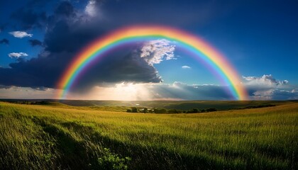 Naklejka premium 비온 뒤 무지개가 뜬 하늘