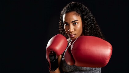 woman boxing isolated on black