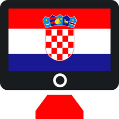 Naklejka premium Croatia Flag On Monitor