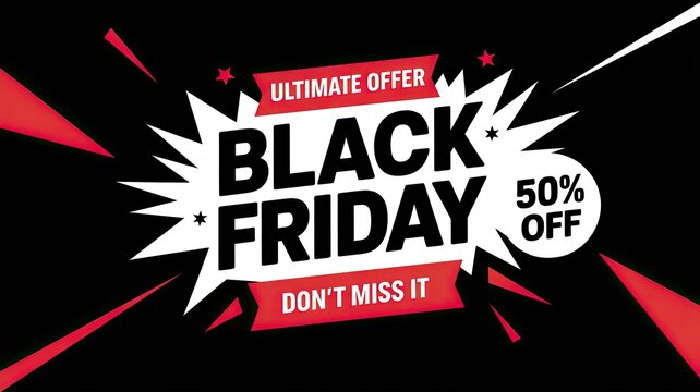 Back Friday Background, Promotional banner for Black Friday sale with bold text and vibrant design elements.