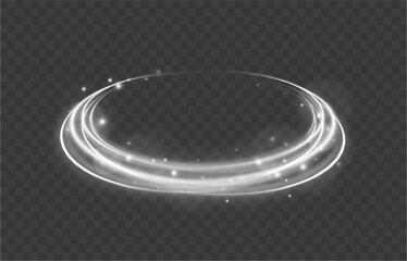 White shiny sparks of spiral wave. Imitation of the exit of cold air from the air conditioner. Vector illustration stream of fresh wind.