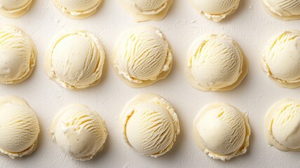 Delicious cream ice cream scoops on a white isolated background.