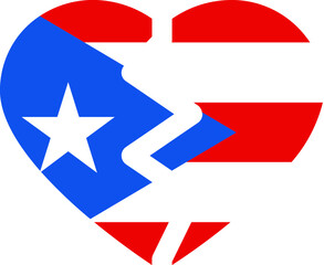 Broken Heart Icon of Puerto Rico Flag
