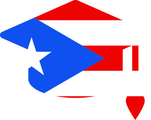 Puerto Rico flag on Degree Cap Icon
